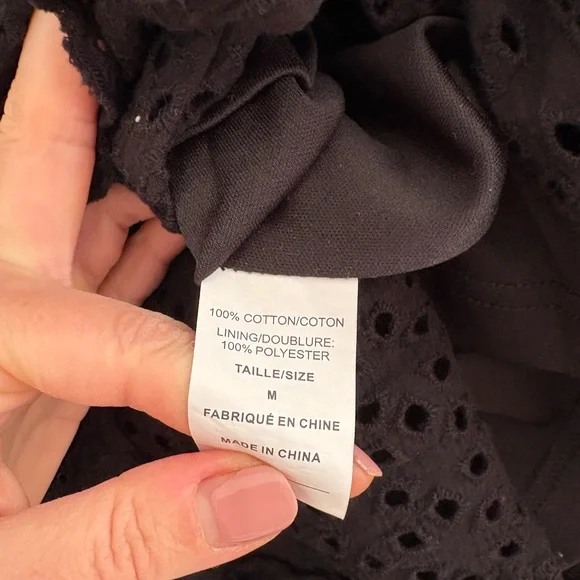 Suzy Shier Black Eyelet Tiered Midi Skirt size M - Picture 5 of 5